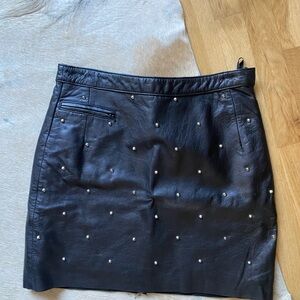 LF Black Leather Skirt with Studs
